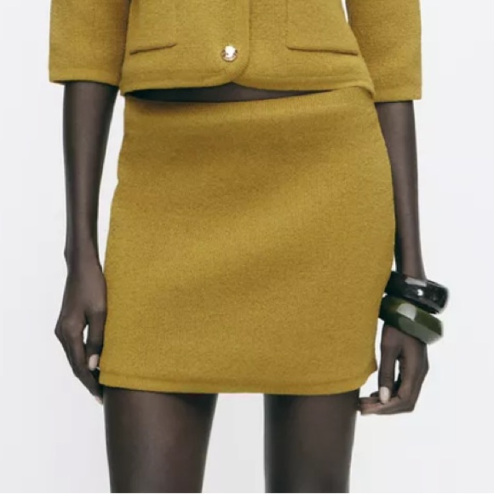 Zara Olive Green knit Mini Skirt